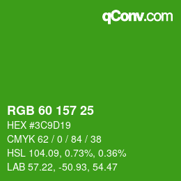 カラーコード: RGB 60 157 25 | qconv.com
