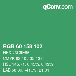 カラーコード: RGB 60 158 102 | qconv.com