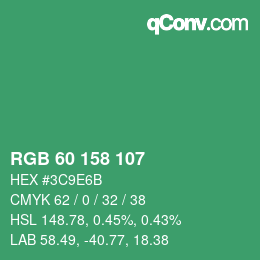 カラーコード: RGB 60 158 107 | qconv.com