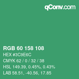 カラーコード: RGB 60 158 108 | qconv.com