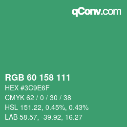 Color code: RGB 60 158 111 | qconv.com