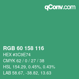 カラーコード: RGB 60 158 116 | qconv.com