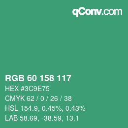 カラーコード: RGB 60 158 117 | qconv.com