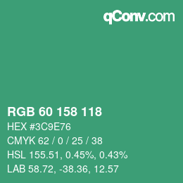 Color code: RGB 60 158 118 | qconv.com