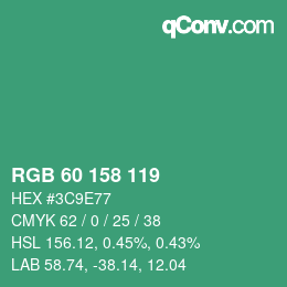 カラーコード: RGB 60 158 119 | qconv.com