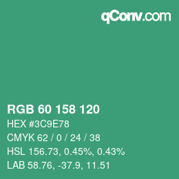 Color code: RGB 60 158 120 | qconv.com