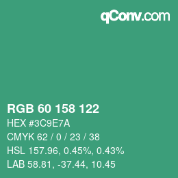 カラーコード: RGB 60 158 122 | qconv.com