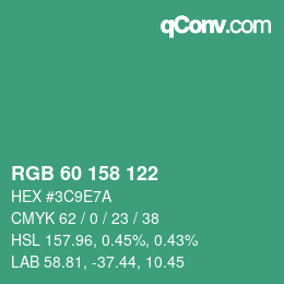 Color code: RGB 60 158 122 | qconv.com