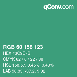 カラーコード: RGB 60 158 123 | qconv.com
