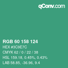 Color code: RGB 60 158 124 | qconv.com