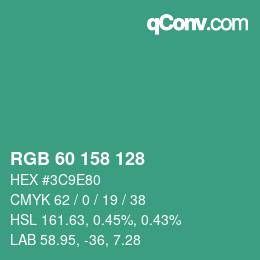 Color code: RGB 60 158 128 | qconv.com