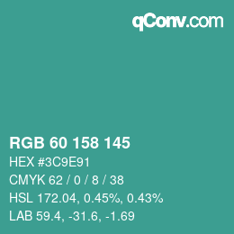 Color code: RGB 60 158 145 | qconv.com
