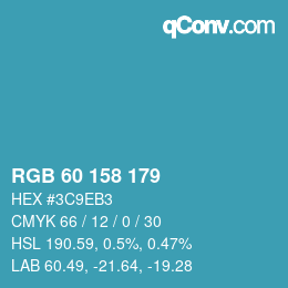 Color code: RGB 60 158 179 | qconv.com