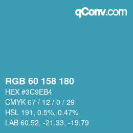 颜色代码: RGB 60 158 180 | qconv.com
