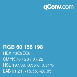 カラーコード: RGB 60 158 198 | qconv.com