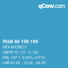 颜色代码: RGB 60 158 199 | qconv.com