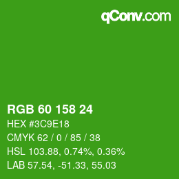 Color code: RGB 60 158 24 | qconv.com