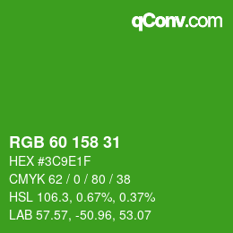 颜色代码: RGB 60 158 31 | qconv.com