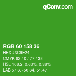 颜色代码: RGB 60 158 36 | qconv.com