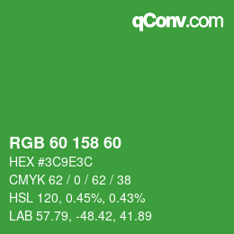 Color code: RGB 60 158 60 | qconv.com