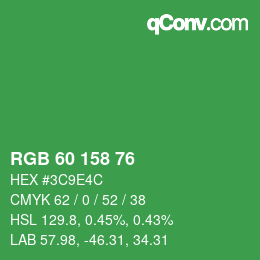カラーコード: RGB 60 158 76 | qconv.com