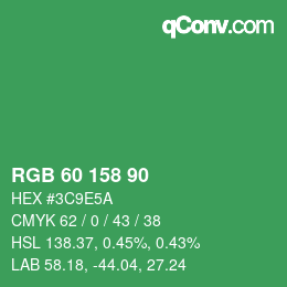 カラーコード: RGB 60 158 90 | qconv.com