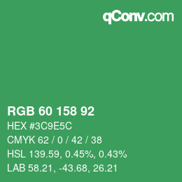 Color code: RGB 60 158 92 | qconv.com