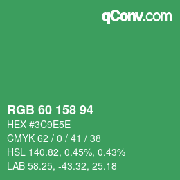 カラーコード: RGB 60 158 94 | qconv.com