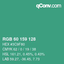 Código de color: RGB 60 159 128 | qconv.com