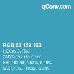 Color code: RGB 60 159 188 | qconv.com