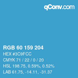 カラーコード: RGB 60 159 204 | qconv.com