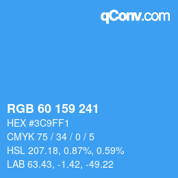 颜色代码: RGB 60 159 241 | qconv.com