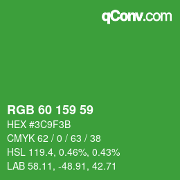 Color code: RGB 60 159 59 | qconv.com