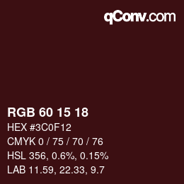 カラーコード: RGB 60 15 18 | qconv.com