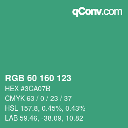 Color code: RGB 60 160 123 | qconv.com