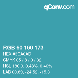 Color code: RGB 60 160 173 | qconv.com
