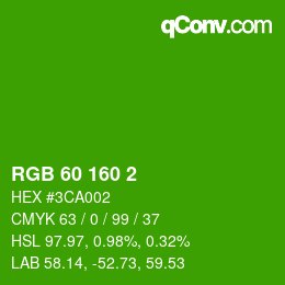 カラーコード: RGB 60 160 2 | qconv.com