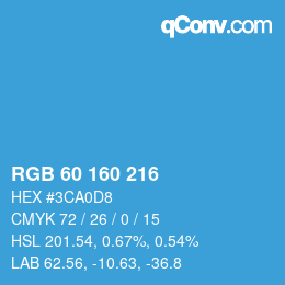 颜色代码: RGB 60 160 216 | qconv.com