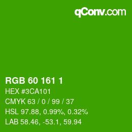 Color code: RGB 60 161 1 | qconv.com