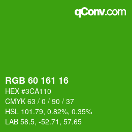 Color code: RGB 60 161 16 | qconv.com