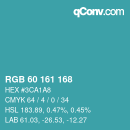 カラーコード: RGB 60 161 168 | qconv.com