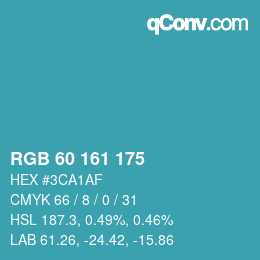颜色代码: RGB 60 161 175 | qconv.com