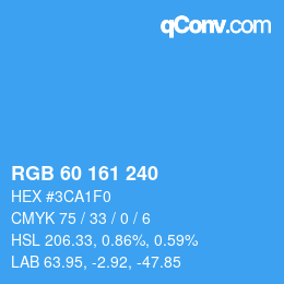 Color code: RGB 60 161 240 | qconv.com