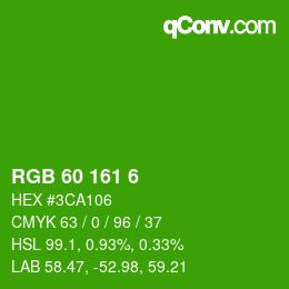 カラーコード: RGB 60 161 6 | qconv.com