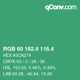カラーコード: RGB 60 162.4 116.4 | qconv.com