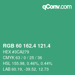 カラーコード: RGB 60 162.4 121.4 | qconv.com
