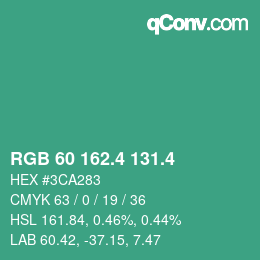 カラーコード: RGB 60 162.4 131.4 | qconv.com