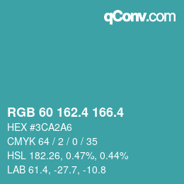 カラーコード: RGB 60 162.4 166.4 | qconv.com