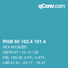 カラーコード: RGB 60 162.4 181.4 | qconv.com