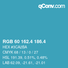 カラーコード: RGB 60 162.4 186.4 | qconv.com